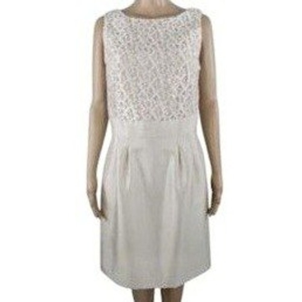 Tahari‎ Champagne Gold Midi Dress Sz 12 Fit Flare Cocktail Wedding Party NWT